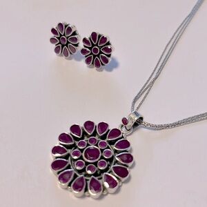 Antique flower necklace Indian jewelry silver chain daisy pendant necklace